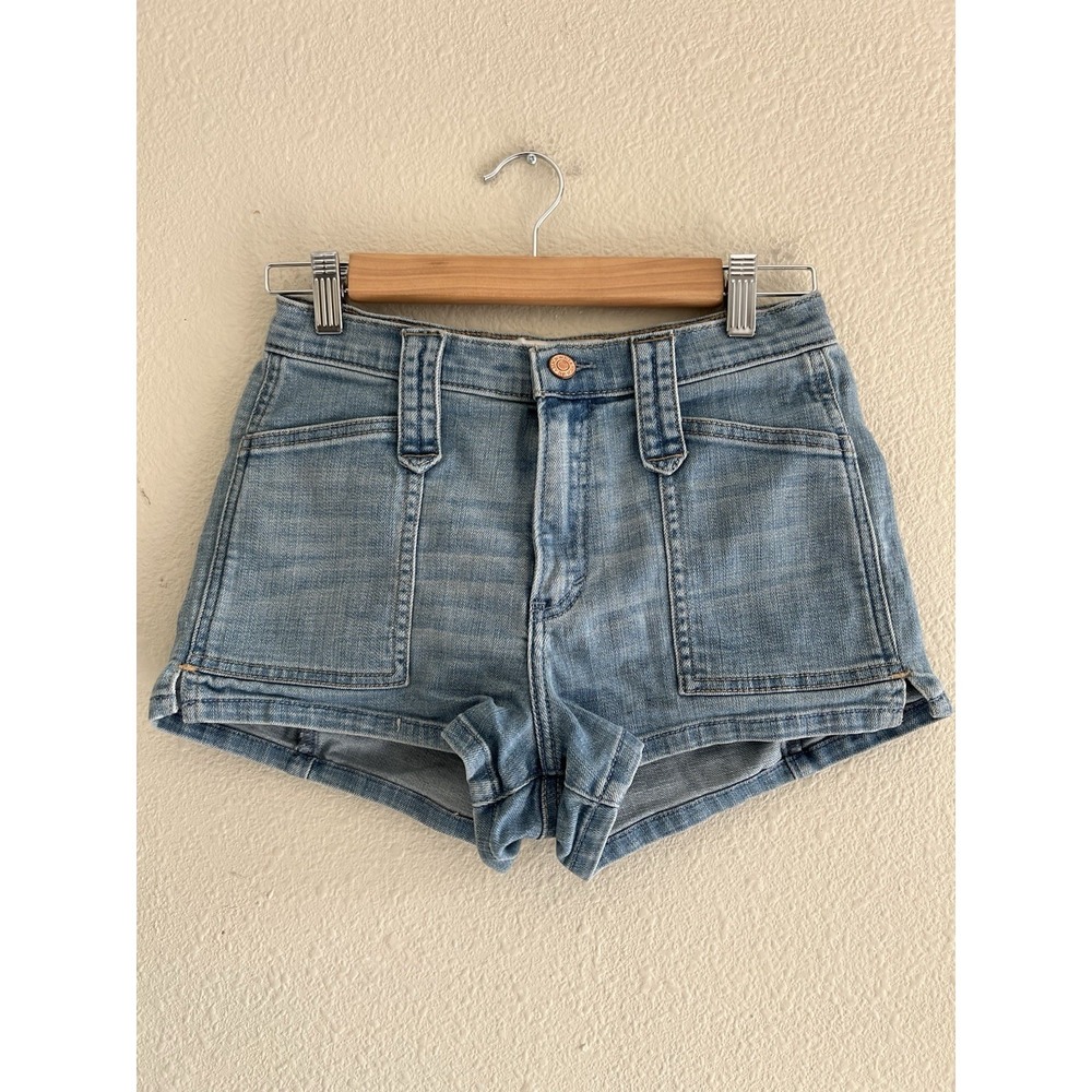 Abercrombie Fitch High Rise Denim Shorts Women's 4 Light Wash Casual Basic